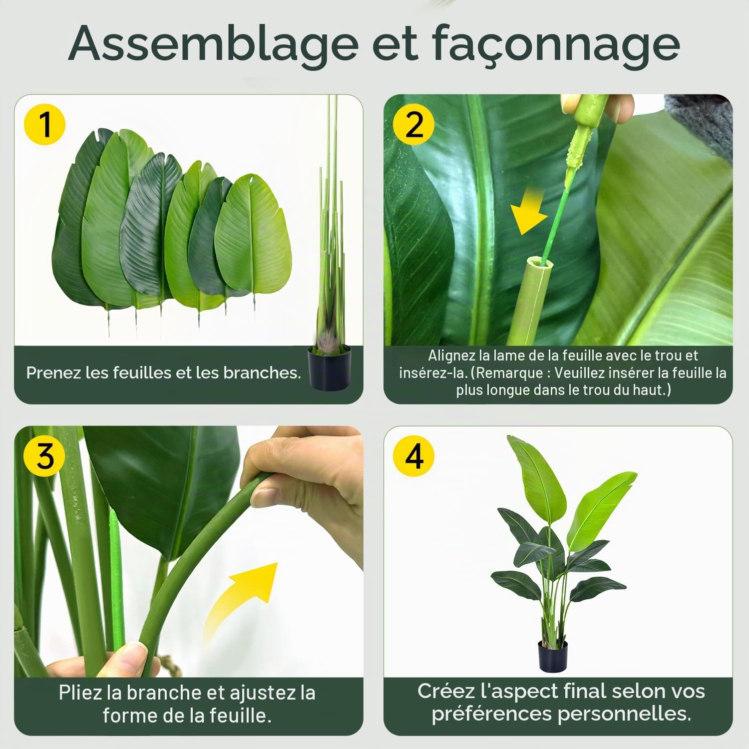 Plantes artificielles en pot avec 9 feuilles en pot pour intérieur, extérieur, maison, salon, bureau, jardin 120 cm