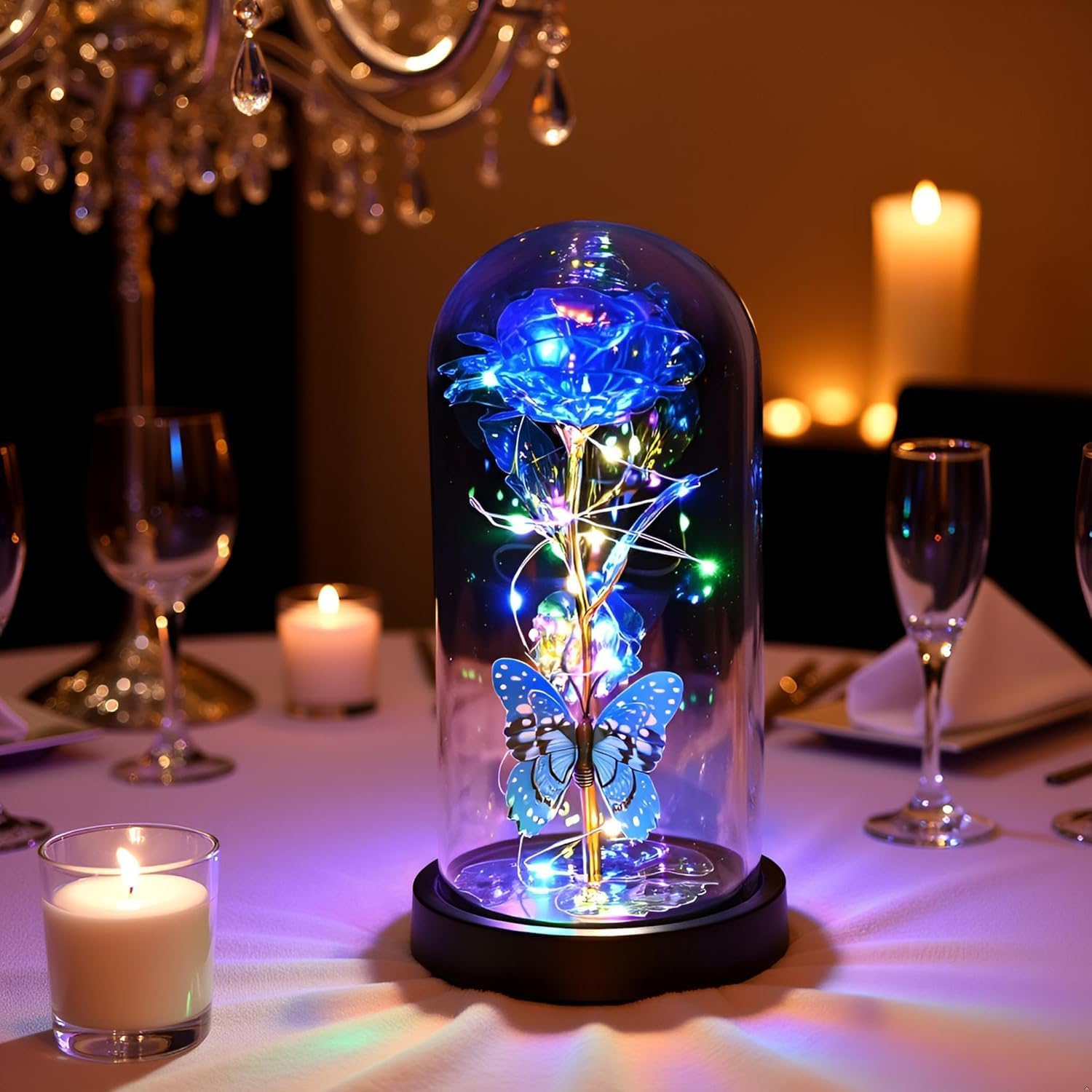 LADADA Valentines Day Gifts for Her,Valentines Day Flowers Gifts for Mom Women Girlfriend,Gifts for Women Rose Gifts Flowers for Women,Blue Butterfly, Birthday Present, Anniversary, Valentines Gifts