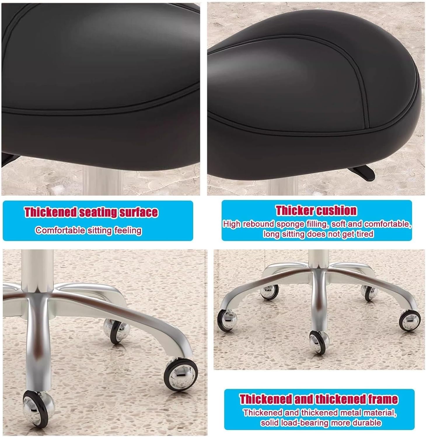 Ergonomic Dental Saddle Stool with Wheels - Heavy-Duty Adjustable Rolling Chair for Clinic, Studio & Tattoo Use (Light Gray) - Comfortable Hydraulic Saddle Chair