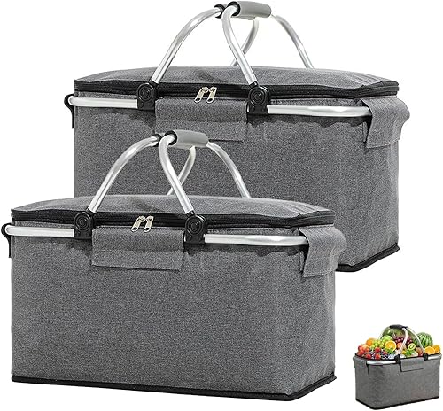 Einkaufskorb,Einkaufskorb Faltbar, Thermo als Picknickkorb, Kühlbox Tragbare mit