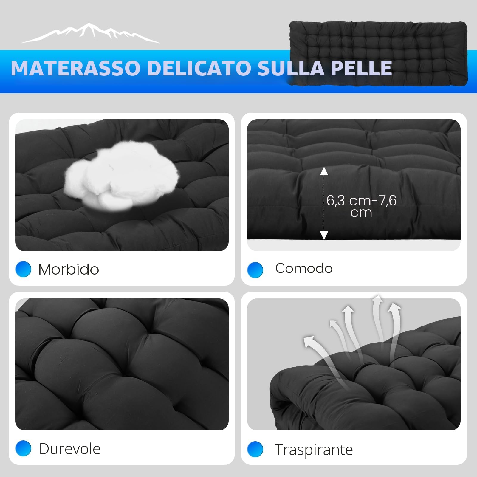OVERMONT Lettino da Campeggio Brandina Pieghevole - Letto Pieghevole Portatile Singolo con Materasso - XL Caricabile Fino 250 kg - con Tasca Laterale per Esterni Viaggi Spiaggia Giardino Ufficio