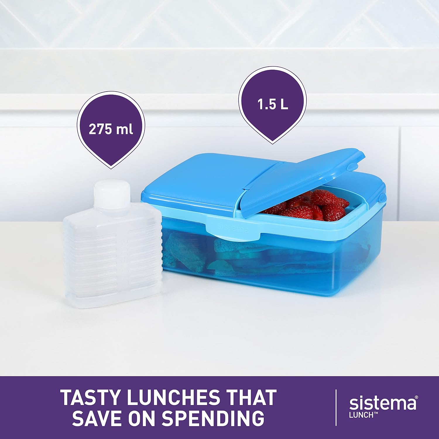 Sistema Lunch Slimline Quaddie 1.5L - Assorted Colors