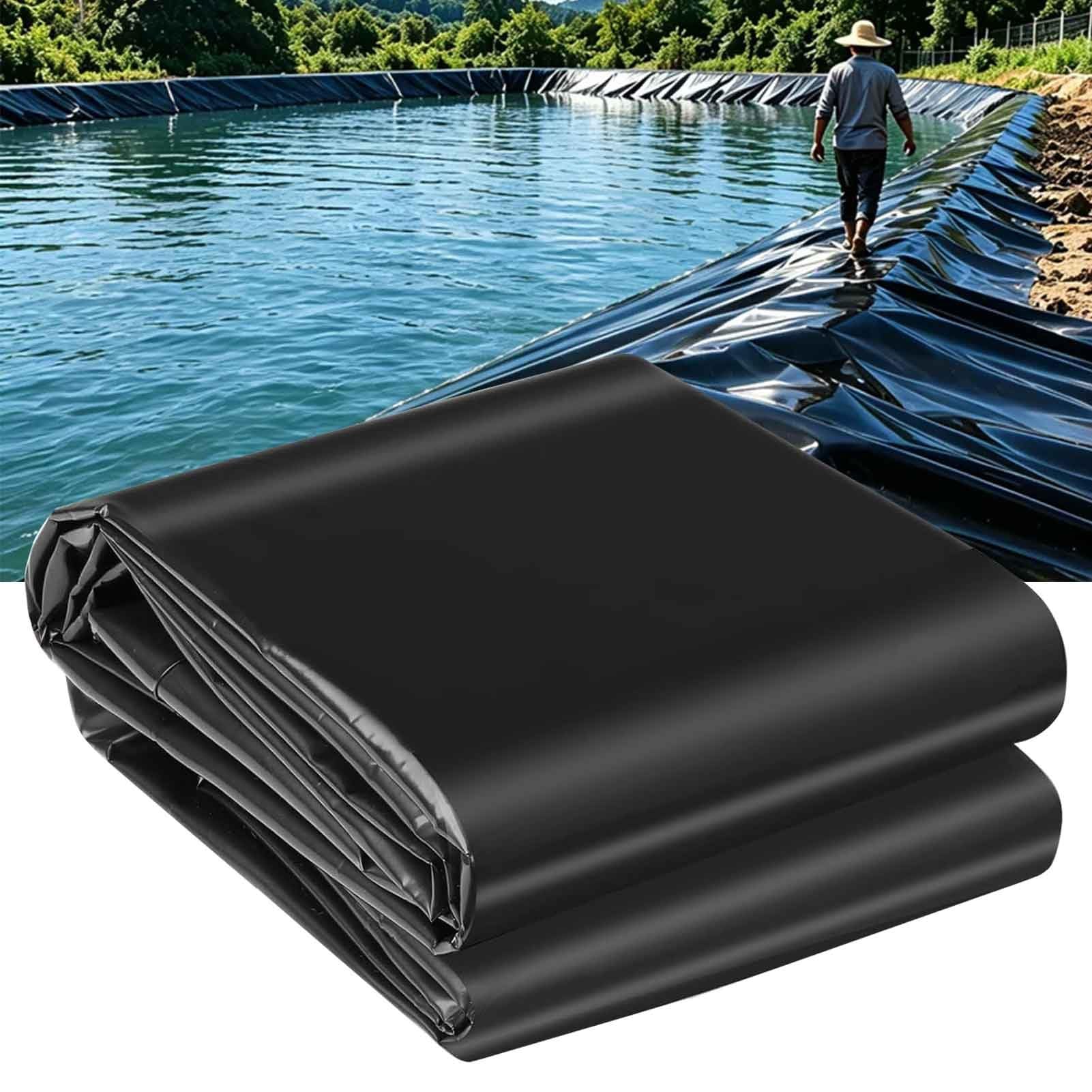 DMCHENGMA Impermeable Pond Liner 0.13mm Thick Black Pond Lining Waterproof Underlay Tarpaulin Sealing Film Membrane 5x9m 6x10m 7x12m 10x15m Flexible Anti-Leak Liners(8x10m(26.2x32.8ft))