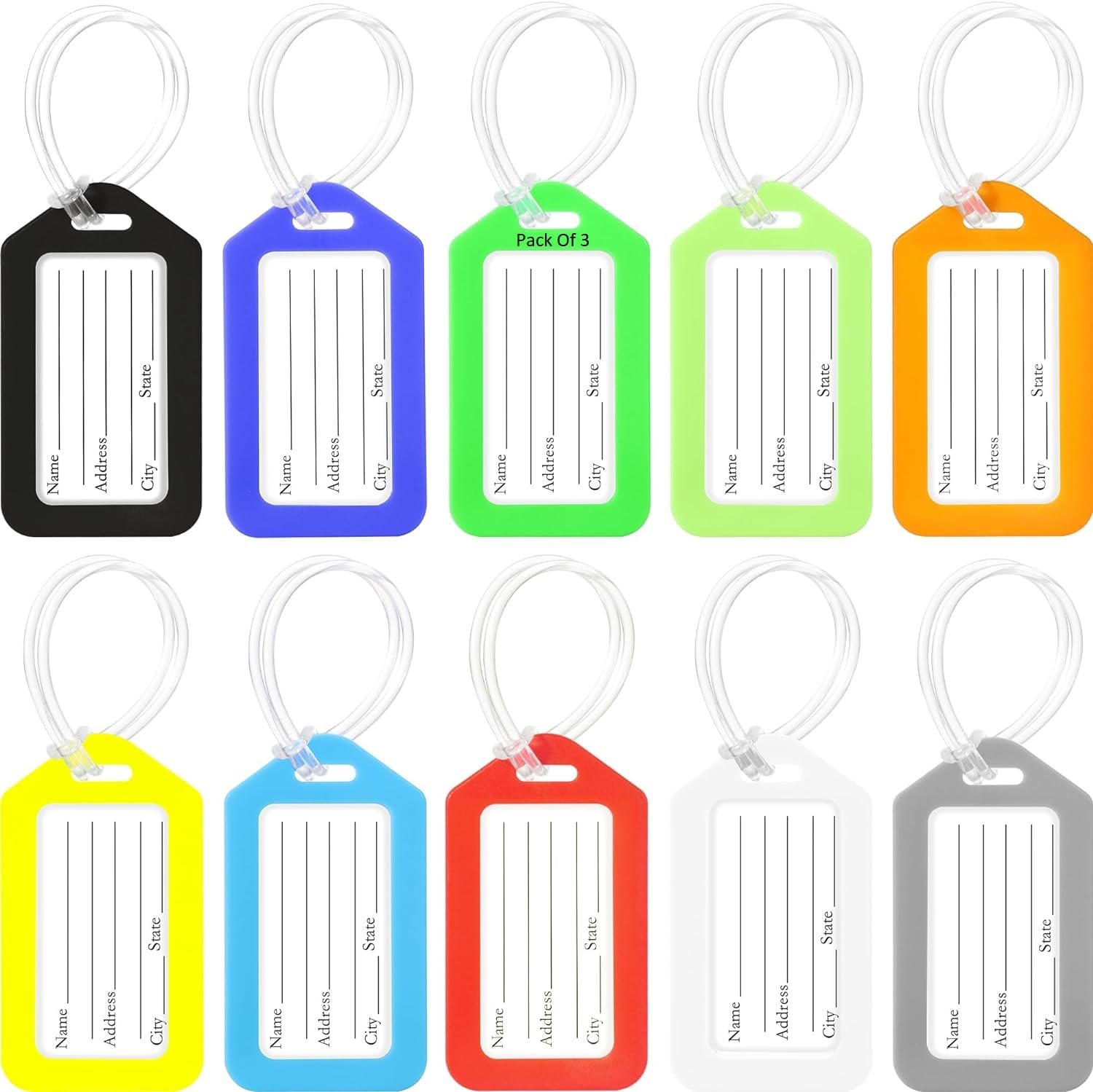 Shining Zon Luggage Tags, Bag Tags, Suitcase Tags for Traveling, Camping, Hiking | for Easy Identication with Silicon Band & Name Tag Label (Pack of 3) (Multicolour - Colour May Vary)-image-20