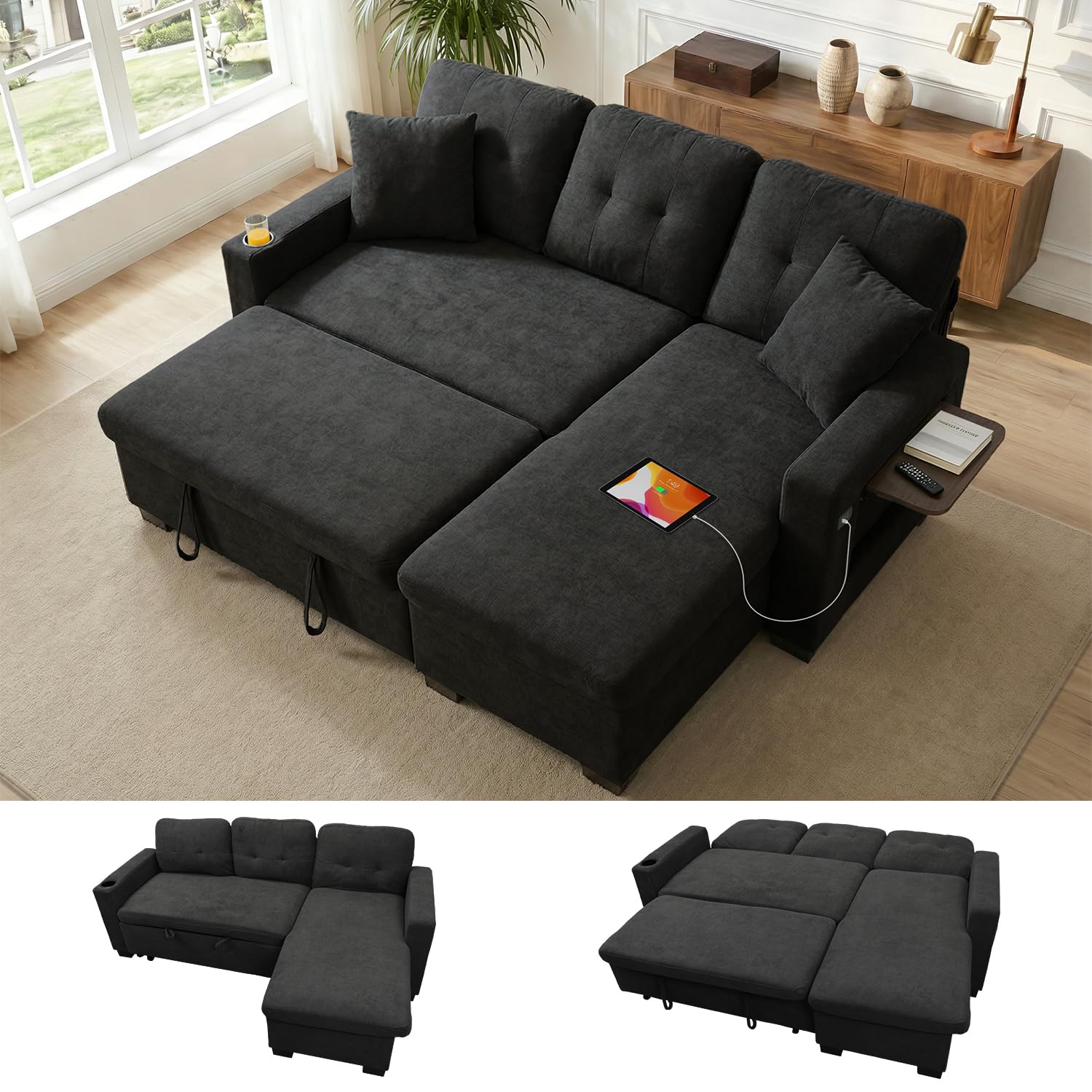 KCGKCG 82 L-Shape Sleeper Sofa