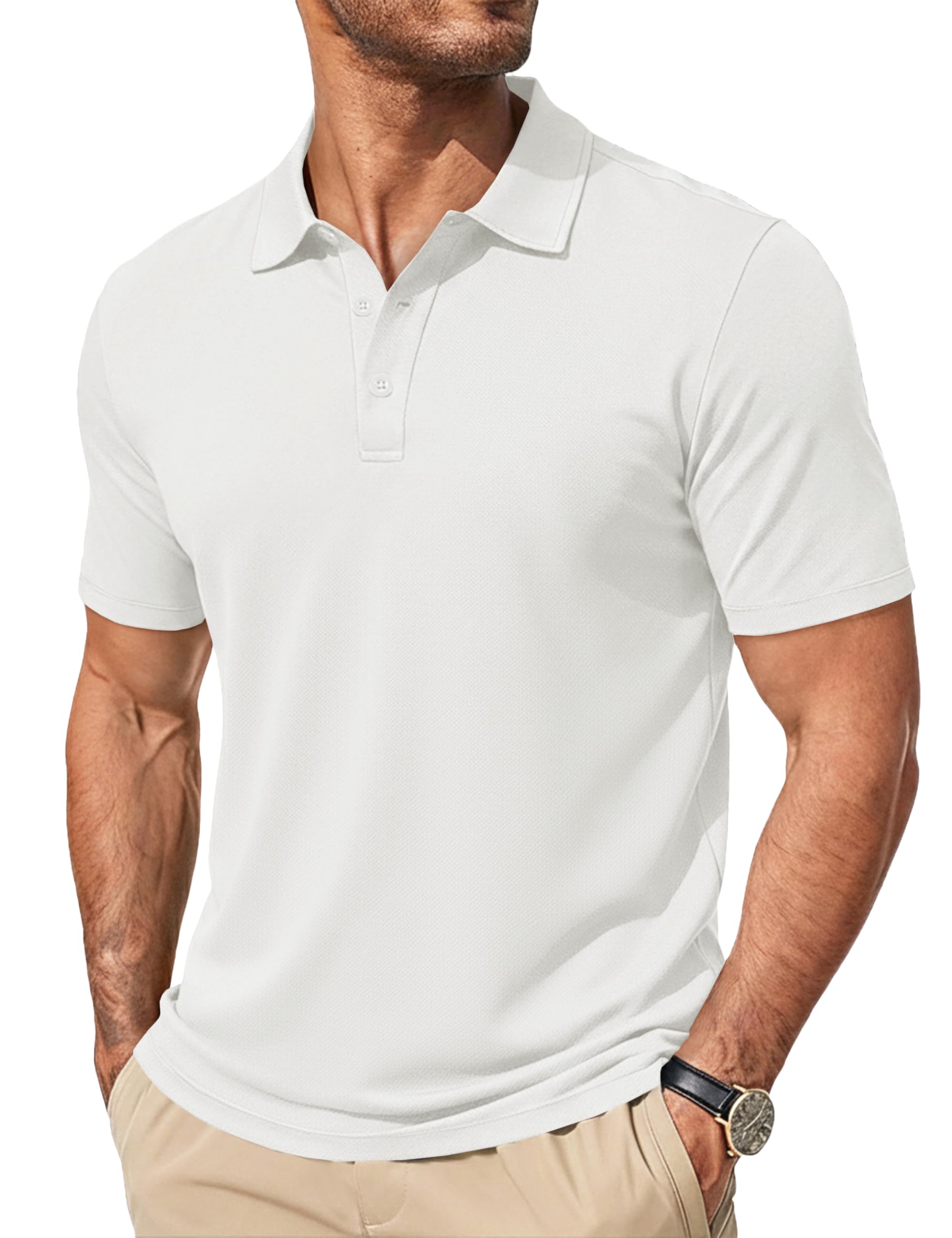 TACVASEN Herren Poloshirt Kurzarm Atmungsaktiv Baumwolle Freizeithemd Regular Fit Sport Shirt für Golf Tennis Outdoor Sommer