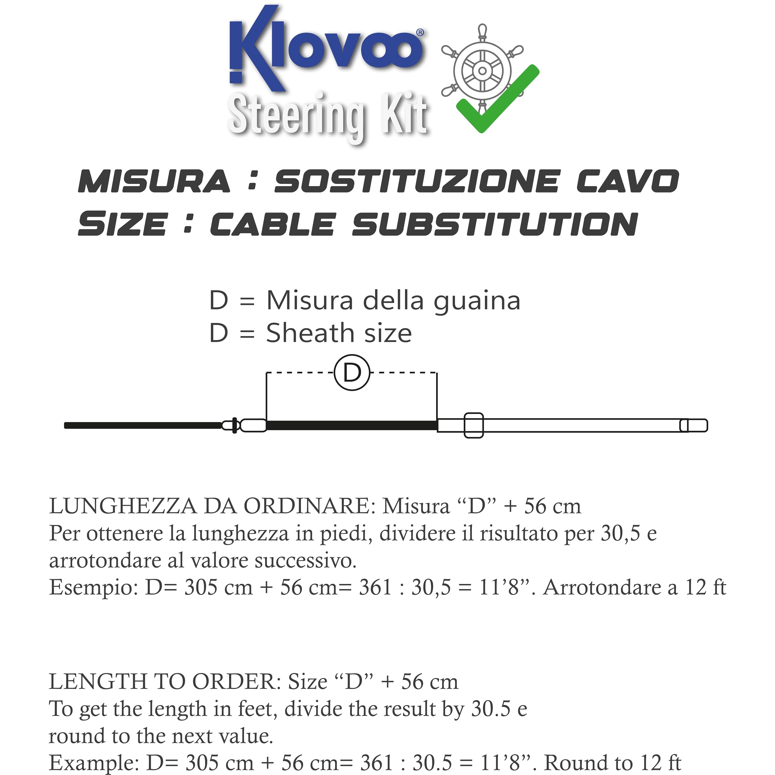Monocavo Compatibile Ultraflex M66 - per Timonerie T85, T71FC, T72FC, T73NRFC, T74NRFC, T81FC, T843NRFC - per Barca, Gommone, Meccanica
