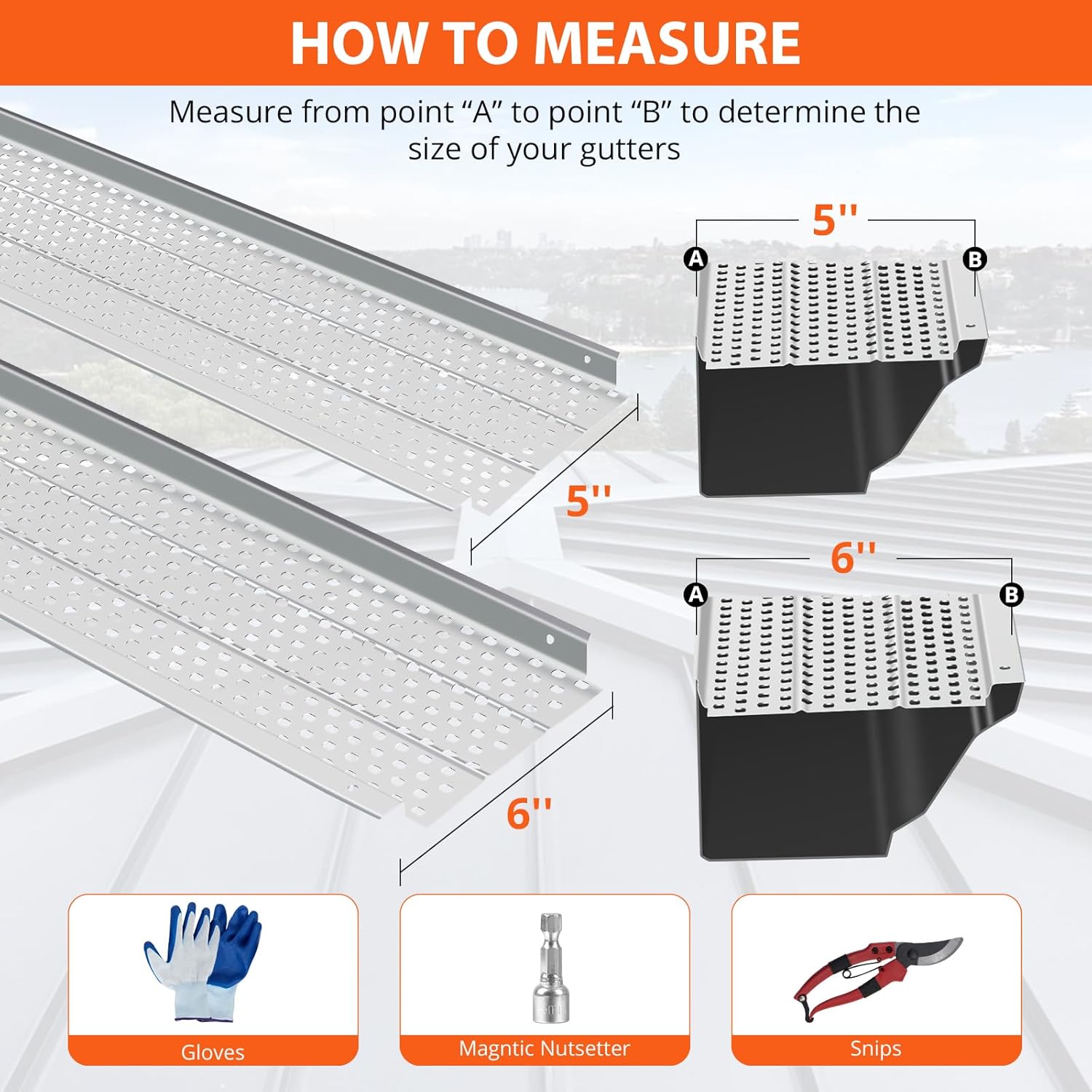 Zstar Gutter Guard 5 inch, 26 PCS 104 ft Total Length, Aluminum Leaf Filter Easy DIY Gutter Cover System, Protection Mill Finish, 0.157'' Hole Diameter, Gutter Guards Fits Any Roof or Gutter Type
