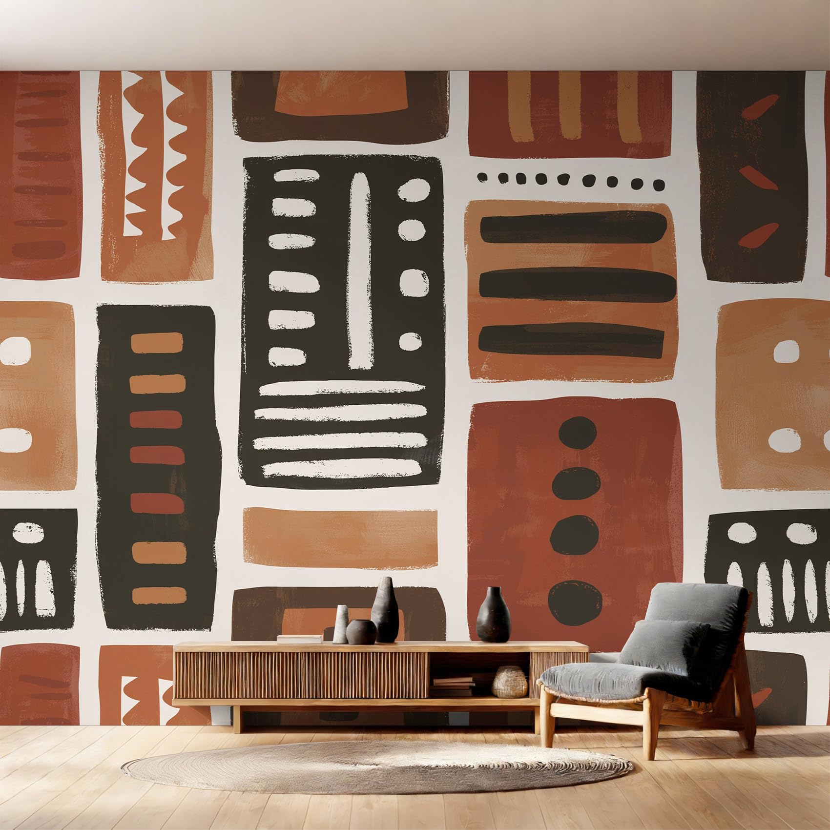 Papier Peint Géométrique Abstrait pour Masquer les Défauts du Mur Salon Chambre
