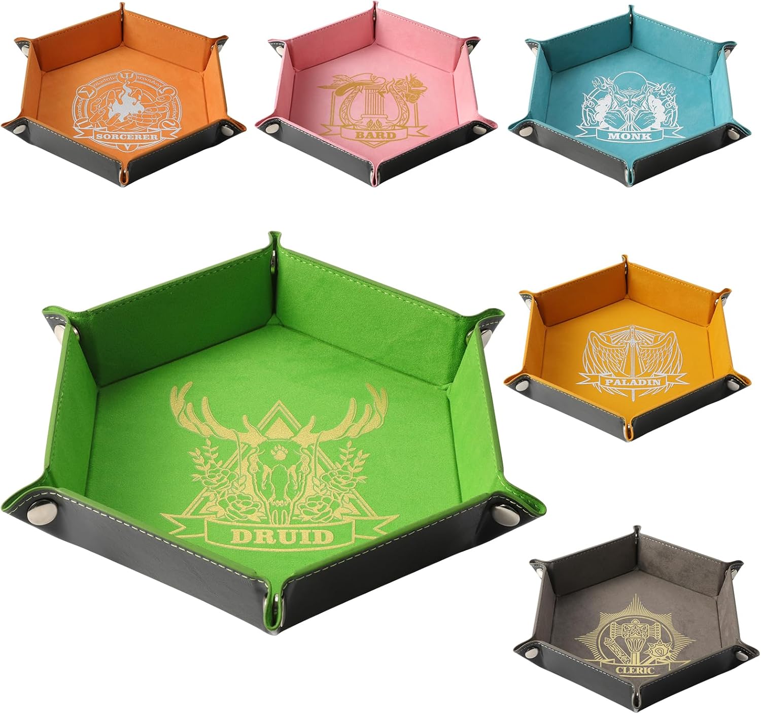 D&D Dice Sets & 6 Pcs DND Dice Tray with Characters Pattern