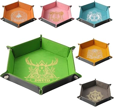 D&D Dice Sets & 6 Pcs DND Dice Tray with Characters Pattern