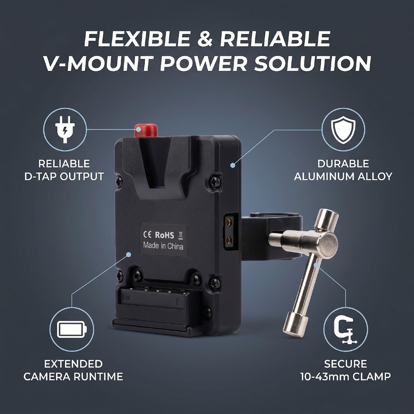 KIMISS Staffa Batteria V Mount V Lock, Lega di Alluminio Pesante