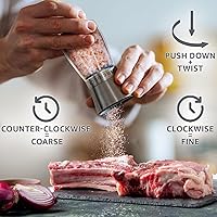 Vista 2 de Hermoso juego de molinillo de sal y pimienta de acero inoxidable de 2 unidades - Molinillo de pimienta y molinillo de sal con grosor ajustable