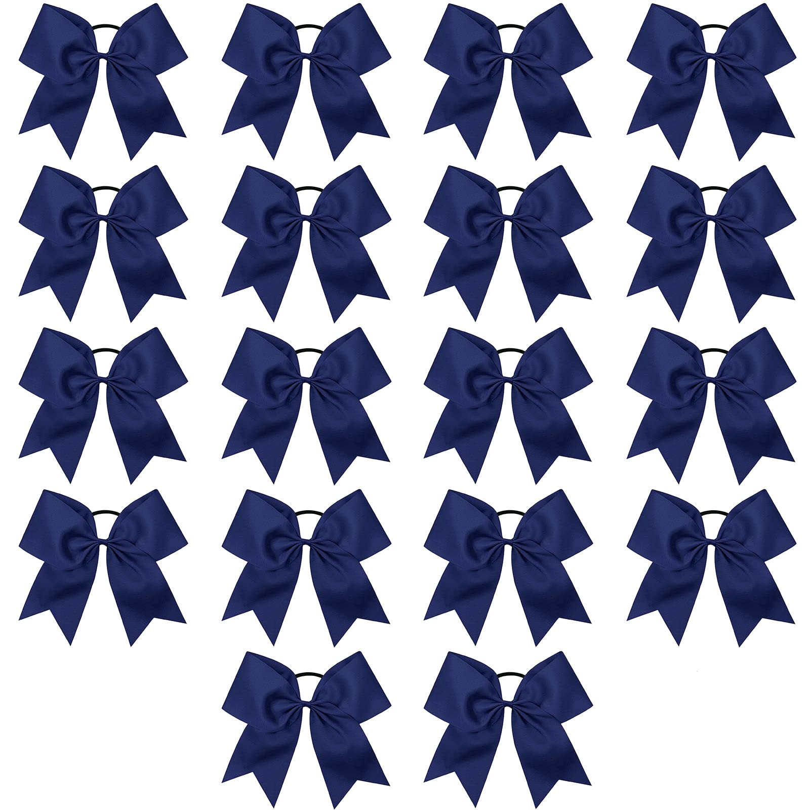 Caenagrion Cheer Bows, 18 PCS 8' Navy Blue Large Cheer Hair Bows Ponytail Holder Elastic Band Handmade for Cheerleaders Teen Girls College Sports (Navy Blue)