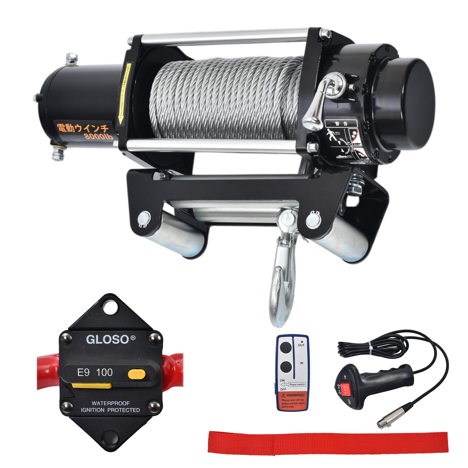 Amazon | Fkstyle 電動ウインチ 8000lbs(3628kg) 小型ハイパワー DC12V