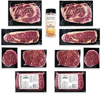 Aged Angus Filet Mignon, Top Sirloin, NY Strip, Ribeye, and Premium Ground Beef by Nebraska Star Beef - Prestige - Hand Cut and Trimmed - Steak Gift Package, Includes Signature Seasoning