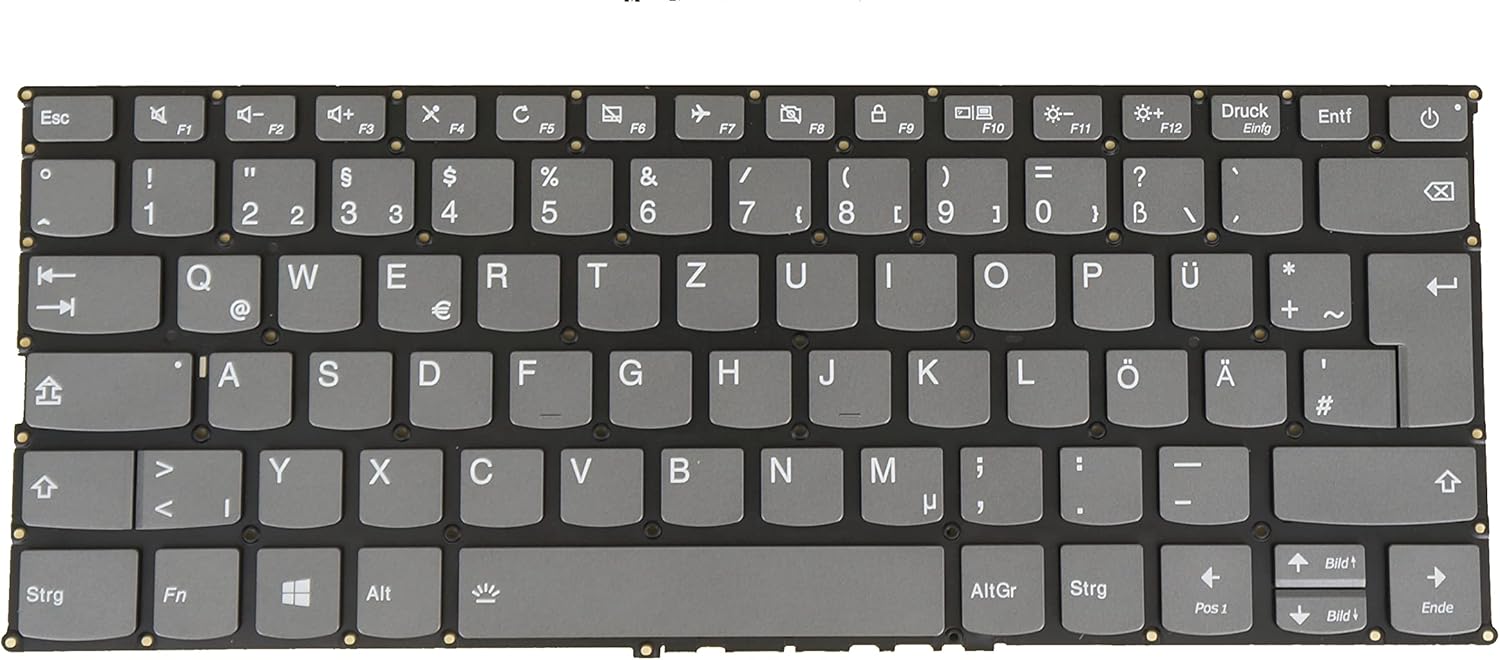 Laptop Replacement Keyboard for Lenovo Ideapad 320s-13ikb 720s-14ikb V720-14 V720-14IKB 81AK 80XC 81BD 80Y1 SN20M62392 PC4SPB Backlit Gray (DE German Deutsche QWERTZ Layout)