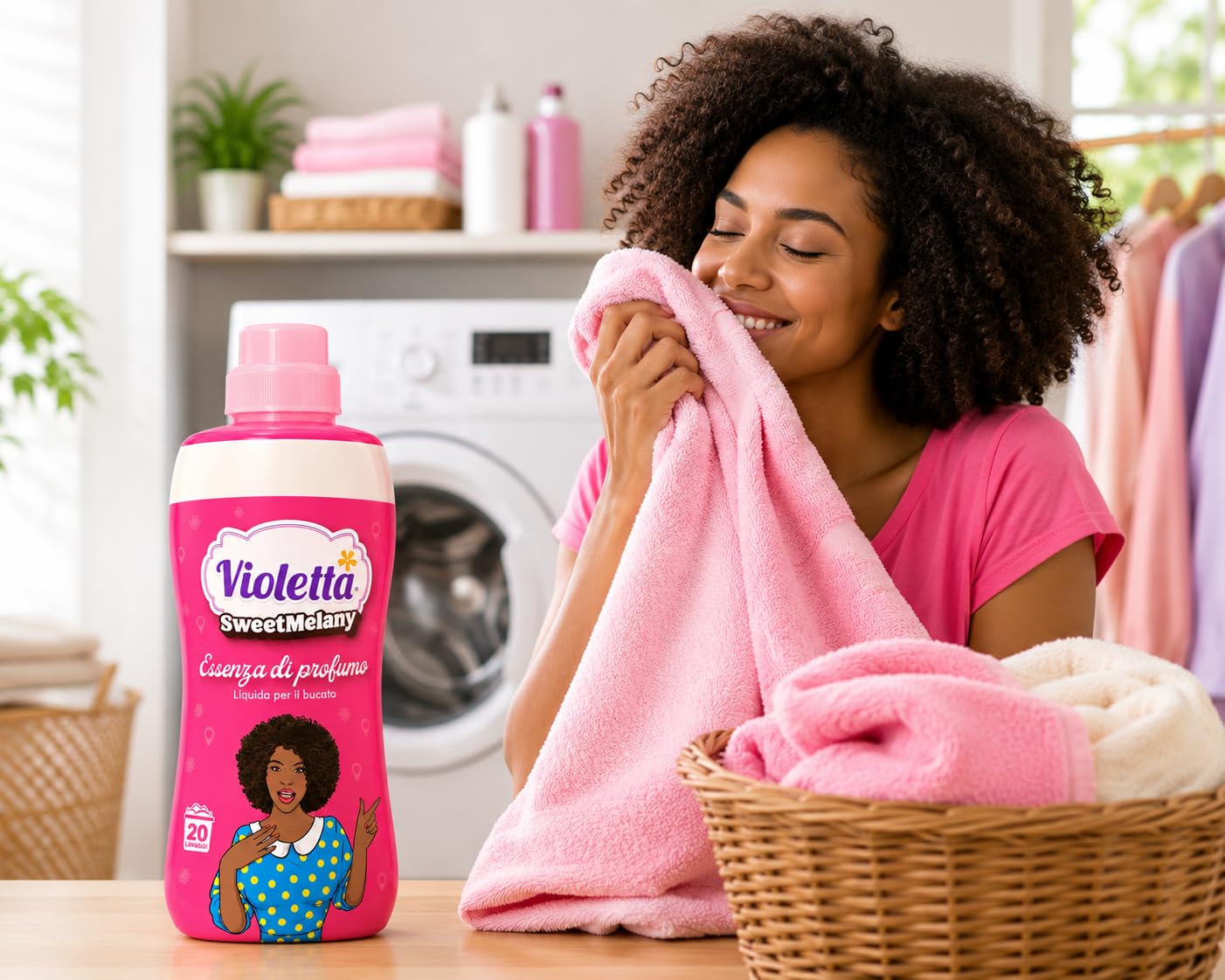 Profumo per Bucato Sweet Melany Essenza – Profumatore Concentrato per Lavatrice, Fragranza Dolce e Femminile, Fino a 20 Lavaggi, Profumo Intenso e Persistente per Tessuti e Biancher - 6 Unita da 400ml