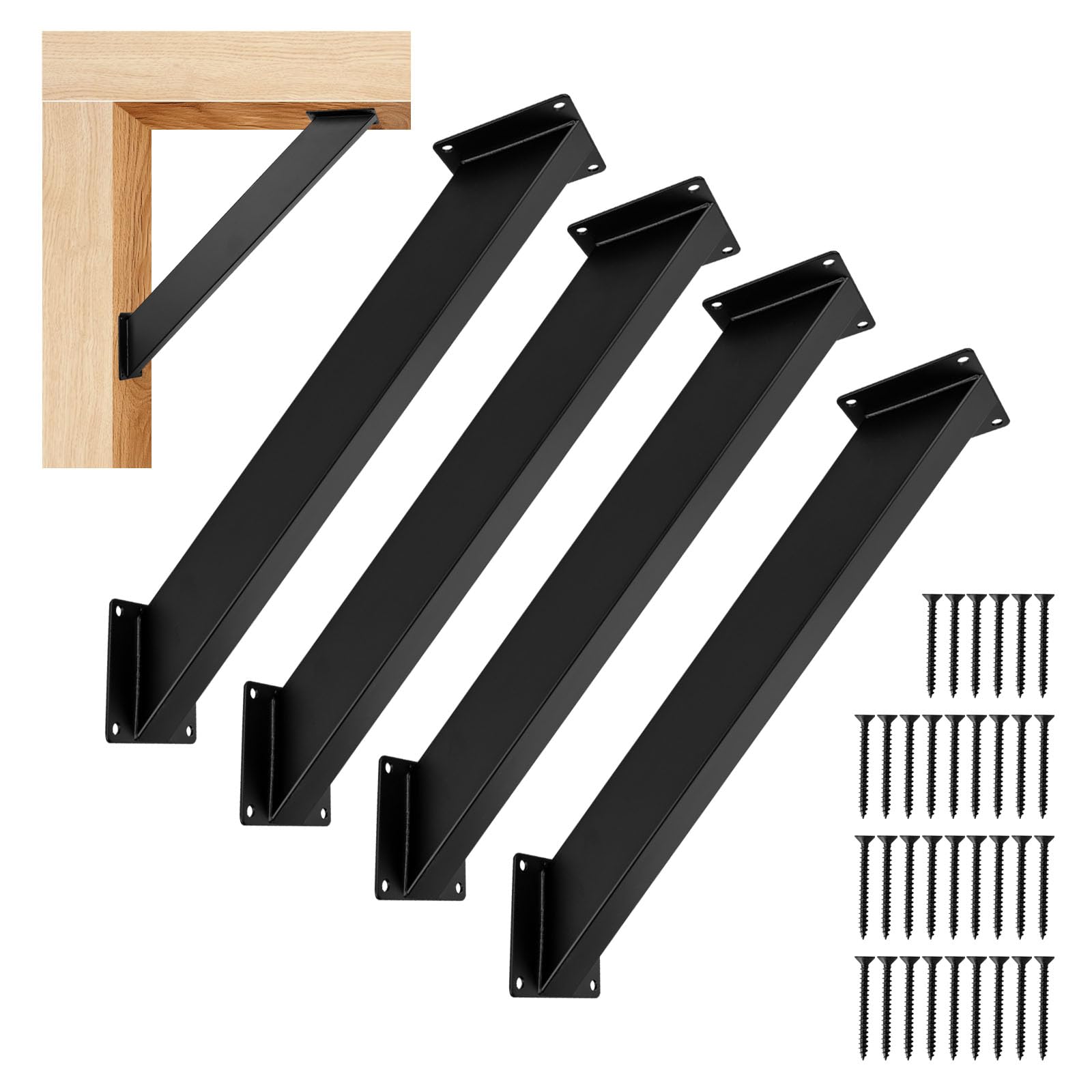 Guolich 4 Pcs Heavy Duty Roof Riser Brackets Kit,45 Degree Angle Support Brackets, Black Metal Roof Riser Beam Bracket for Roof Pergola Gazebo Patio Cover.