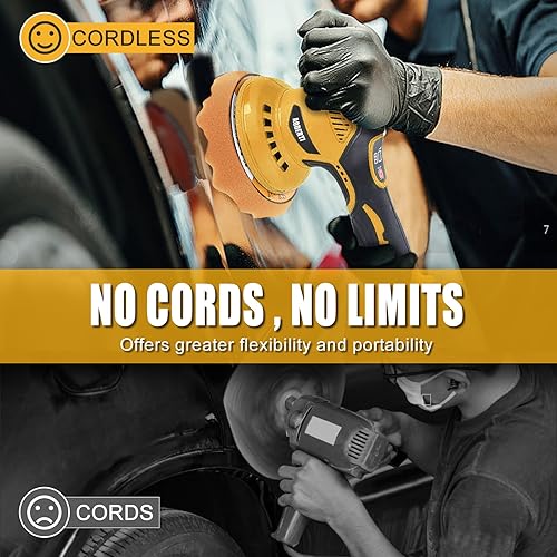 Miniatura 2 de Pulidora inalámbrica compatible con batería DEWALT de 20 V máximo, 6800 RPM velocidad variable sin escobillas para automóvil, pulidor giratorio