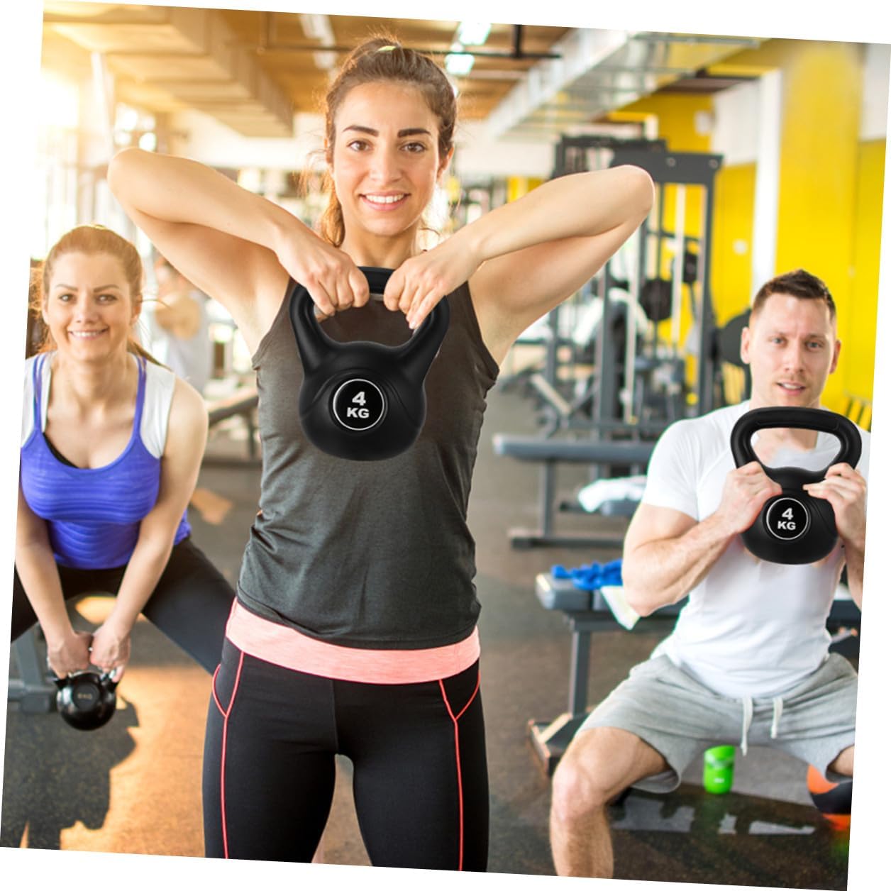 VANZACK Plastic Kettlebell 4kg Black Fixed Weight Fitness Accessory Household Kettle Bell for Strength Training Home Exercise