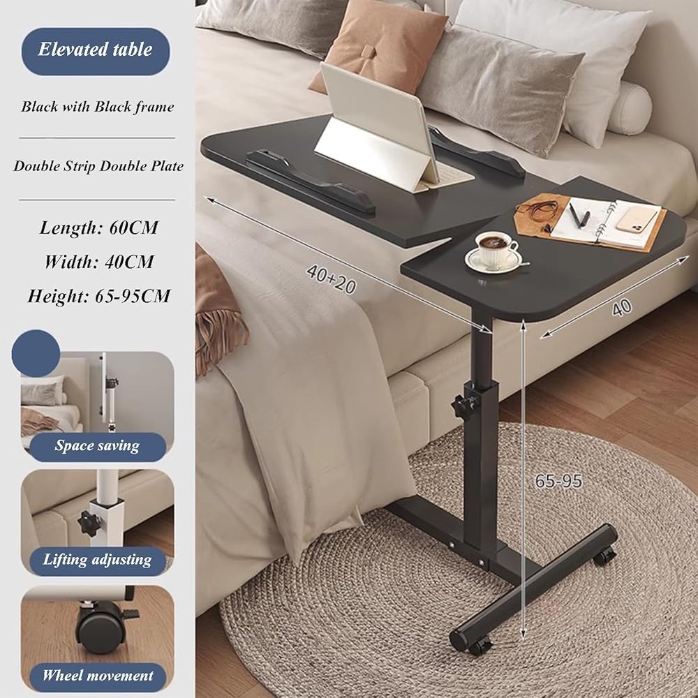 Składana drewniana taca na łóżko, regulowana kątowa taca na kolana na śniadanie, jedzenie, pracę z laptopami, puzzle i czytanie, przenośna ze składanymi nogami