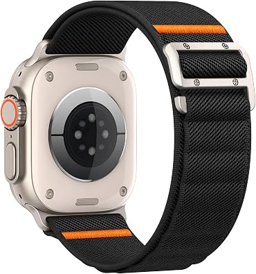 Sport Band Compatible with Apple Watch Ultra 3/2/1 Band 49mm 46mm 45mm 44mm 42mm 41mm 40mm 38mm Men Women, Stretchy Nylon Loop Strap with G-Hook for iWatch Series Ultra 11 10 SE 9 8 7 6 5 4 3