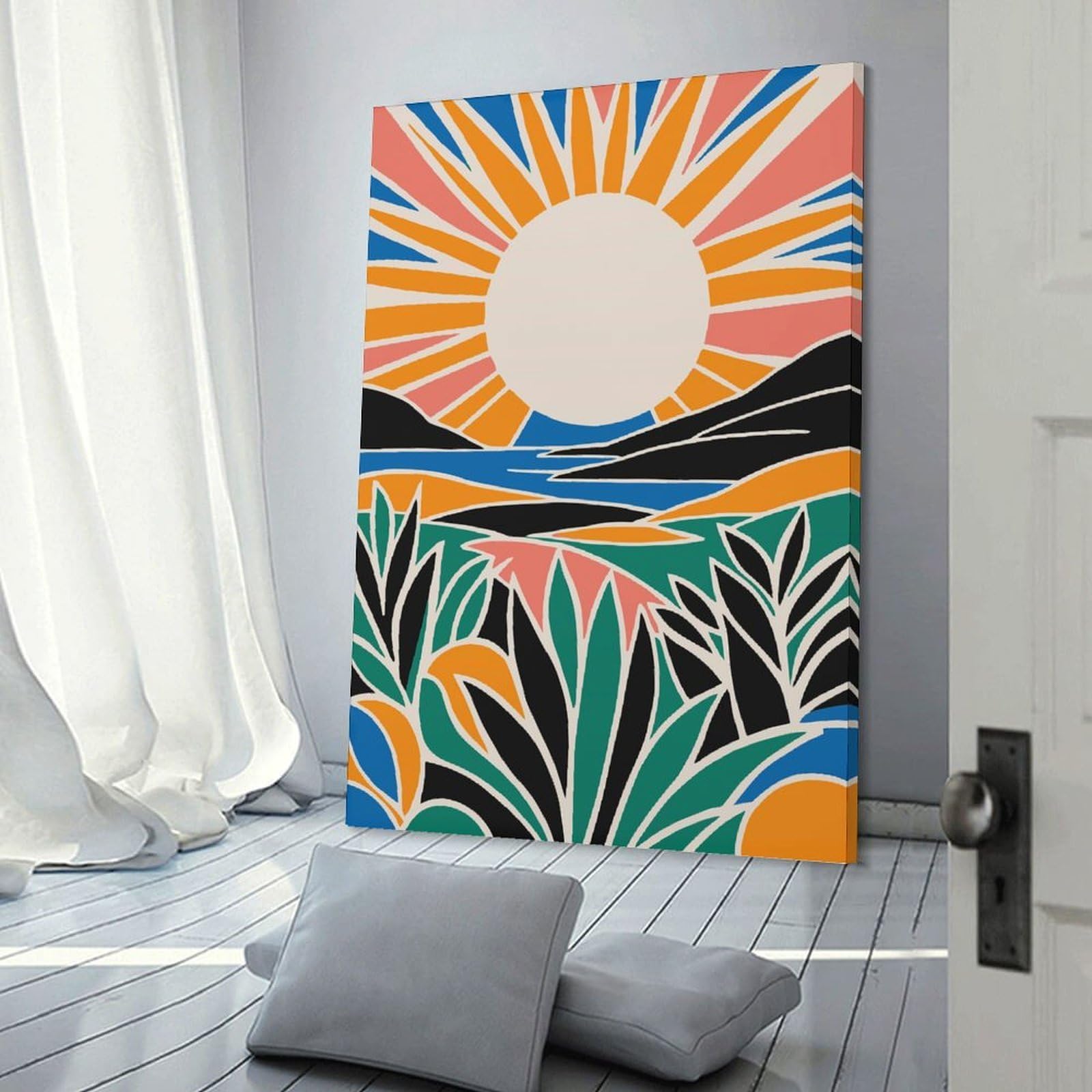 Junmoney Retro Sunset Art Room Decor Wall Art 20x30inch(50x75cm), for Bedroom, Guest Room Or Reading Nook, An Easy Wall Refresh for Bedrooms
