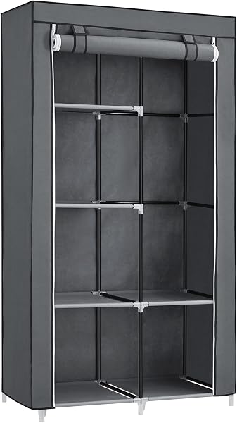 SONGMICS RYG84G Stoffenkast met 2 kledingrails