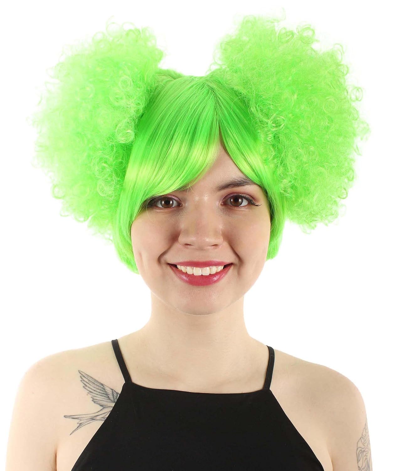 HPO Adult Women's Clown Puff Unisex Wig,Light Green Color, Best for Halloween, Flame-retardant Synthetic Fiber