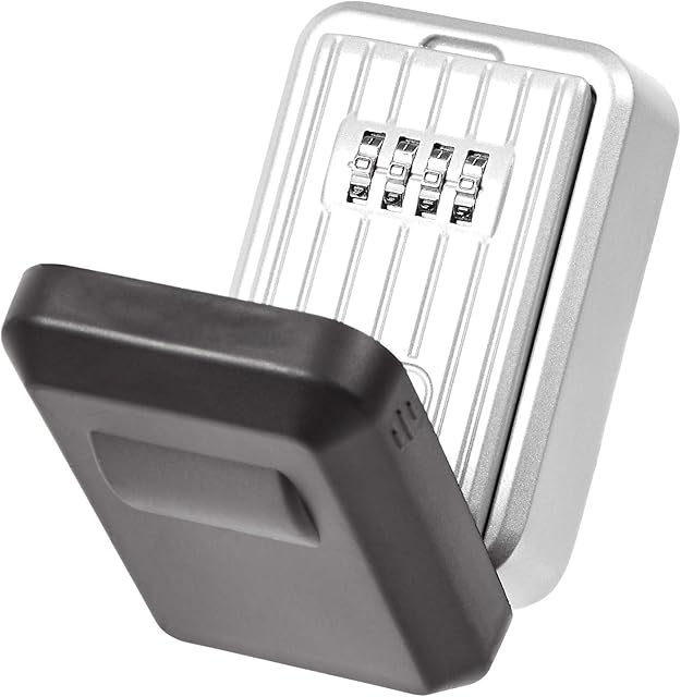 Amazon Basics Wall Mounted Key Storage Box With Waterproof Cover - Combination Lock - Grey