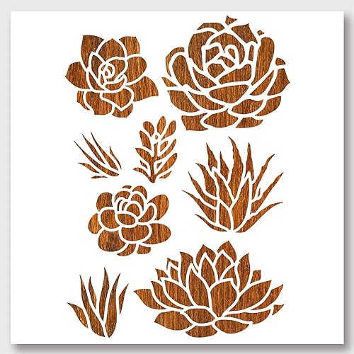 NBEADS Plantilla de suculentas de aloe vera, plantillas de pintura reutilizables para plantas de jardín, manualidades, pintura de pared, plantillas