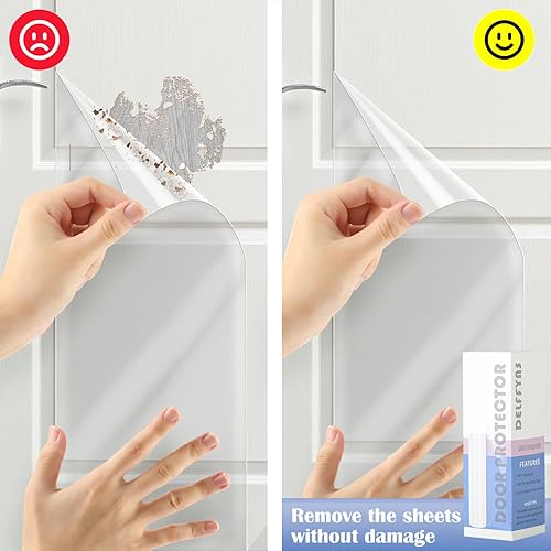 Miniatura 4 de Protector de arañazos de puerta de 400 x 8.3 pulgadas, cinta disuasoria antiarañazos, almohadilla ultra duradera para gatos y perros, protector de