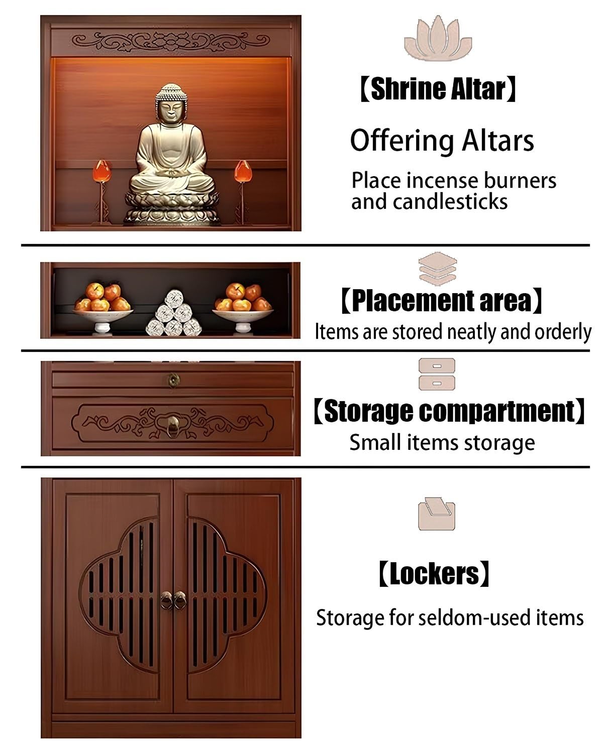 Mobile Altare, Tavolo Altare Per Meditazione, Altare Buddista, Cinese Con Piedistallo E Tavolo Per Offerte(52cm/20.5in)