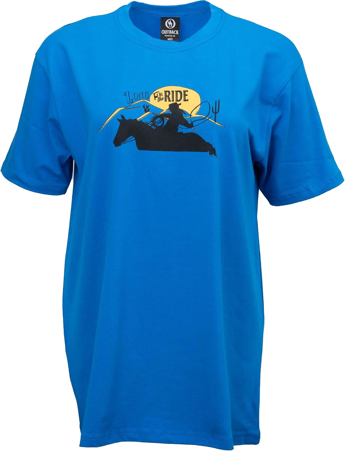 Outback Trading Company Unisex Long for The Ride Cowgirl Short Sleeve Cotton Everyday Regular Fit Crew Neck Tee Shirt