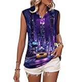 New York City Street Women's Sleeveless Golf Shirts Athletic Polo Tank Tops Collared Casual Tennis Shirt