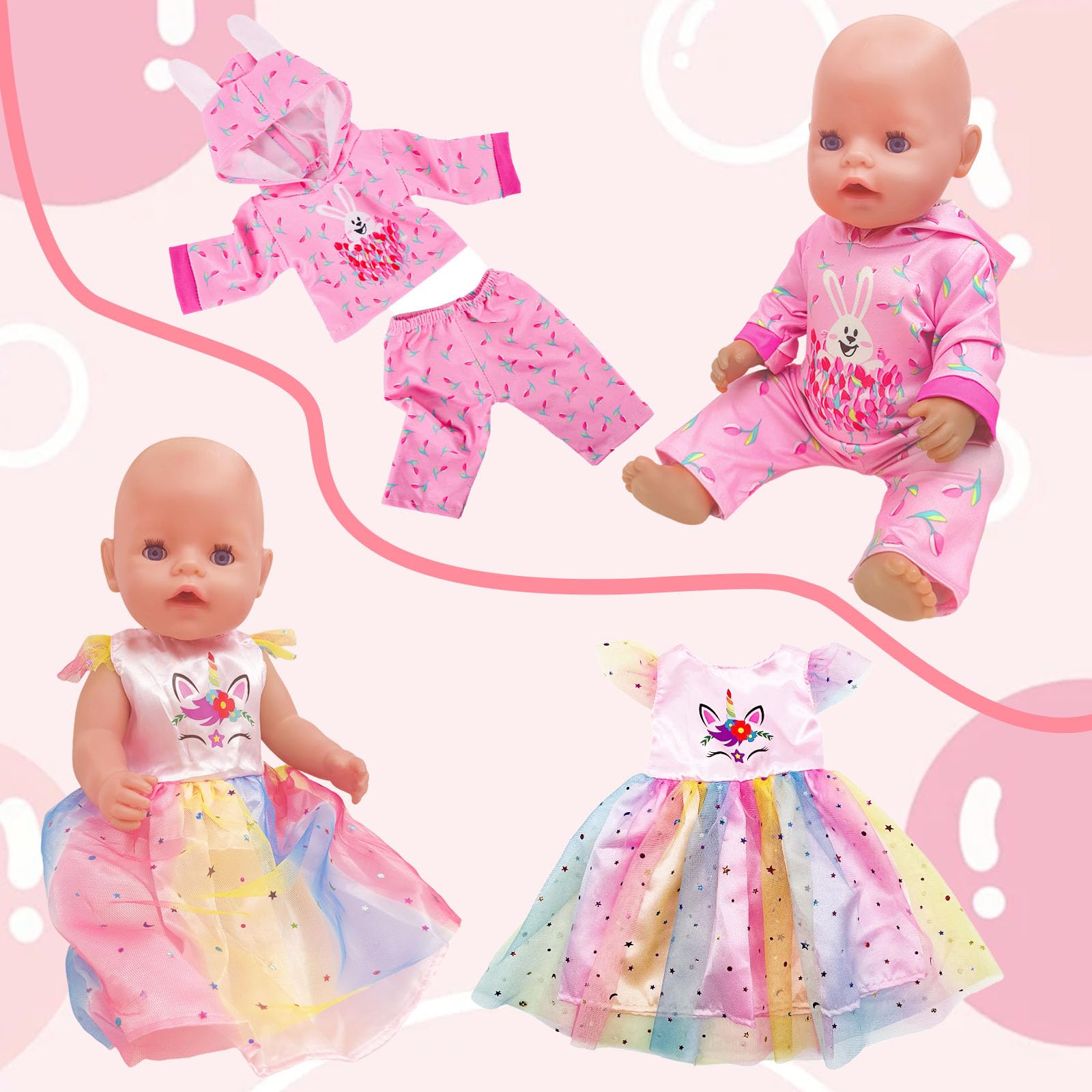 Vestiti per bambole di taglia 46-48 cm, vestiti per bambole, cavalli, unicorni, moda per bambole + scarpe - Italia