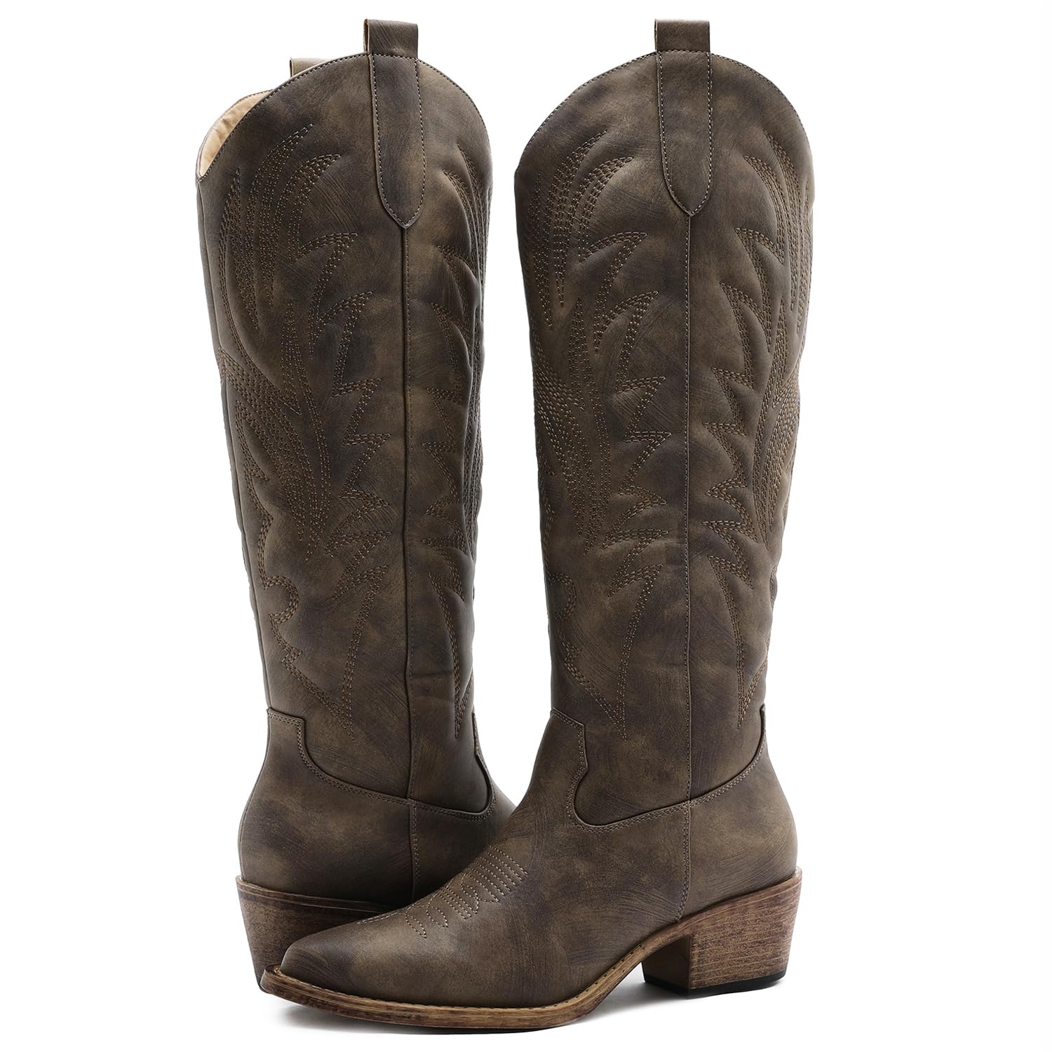GLOBALWIN Womens The Western Cowboy Cowgirl Embroidered Knee High Boots