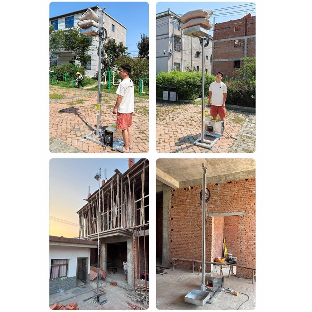 Gru A Pavimento - Sollevatore Per Materiali In Calcestruzzo, Paranco Elettrico Con Telecomando Wireless, Capacità Di Carico 150 Kg - Ristrutturazione Casa(Height 8.5m)