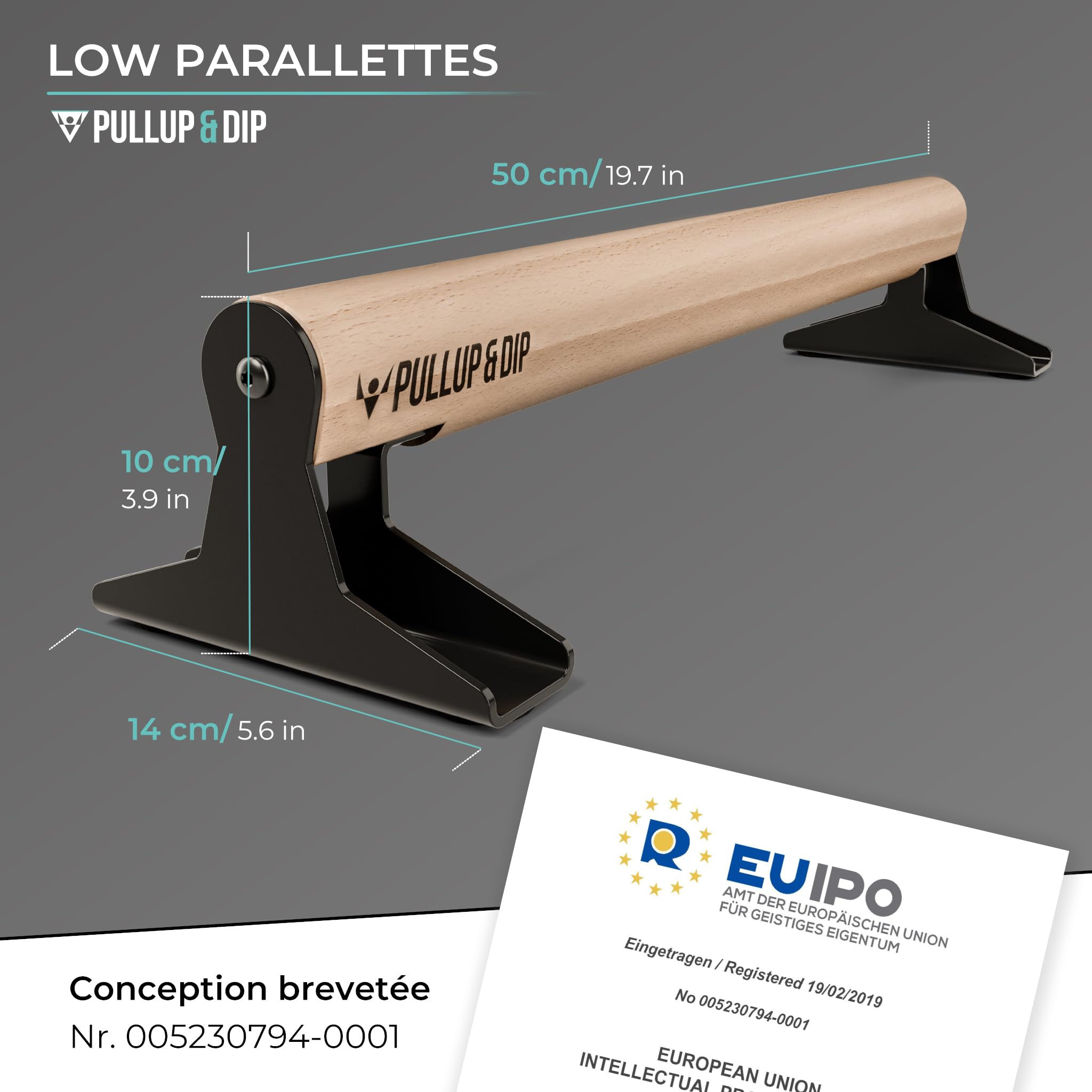 PULLUP & DIP Fitness Parallettes en bois, Poignées de pomp, Barres parallettes basse ou moyenne avec poignées ergonomiques, Barres parallèles pour Calisthenics et Street Workout