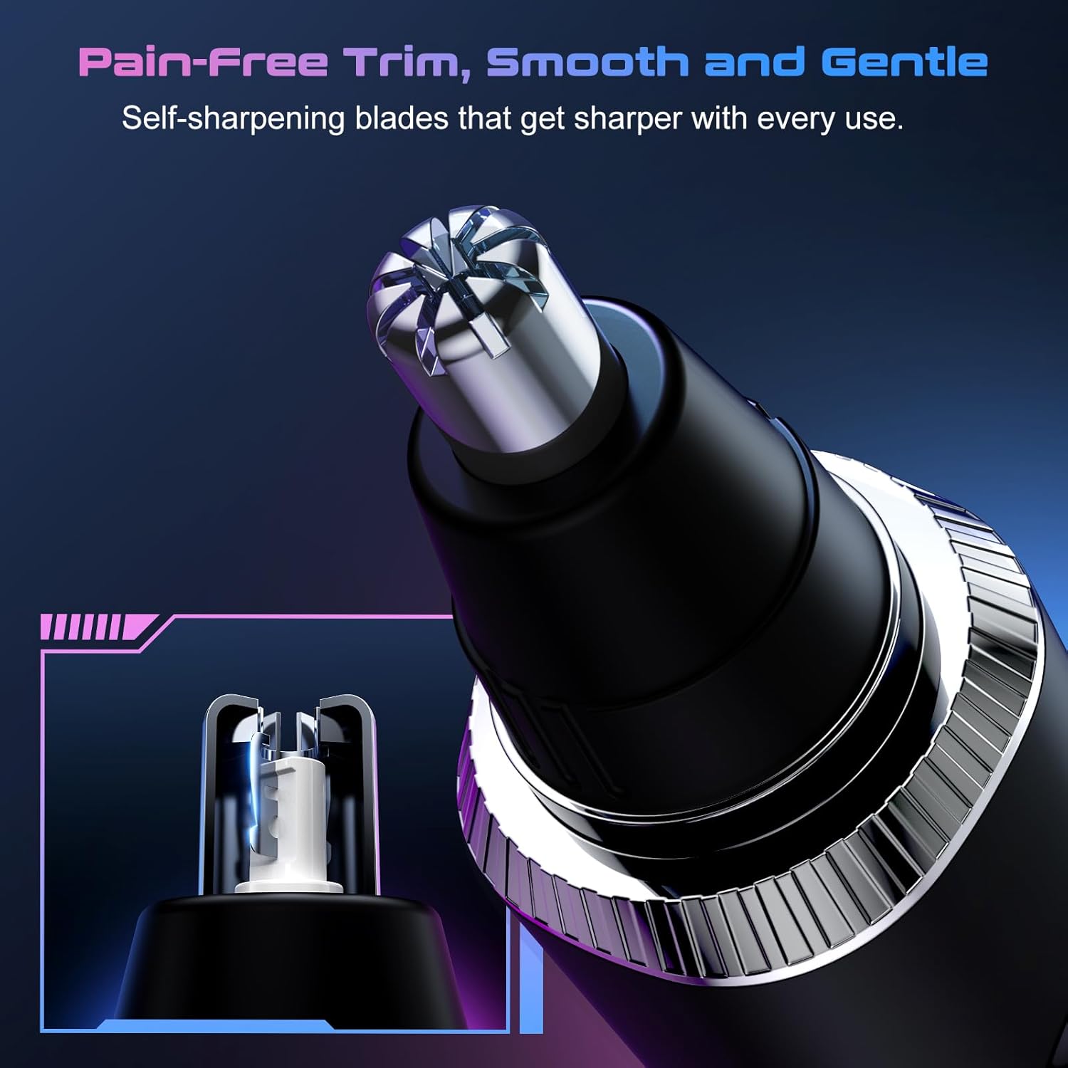 Nose Hair Trimmer for Men & Women – USB Rechargeable Clipper with LED Display, Dual-Edge Blades, 7600RPM Motor, IPX6 Waterproof, Painless Ear & Eyebrow Trimmer