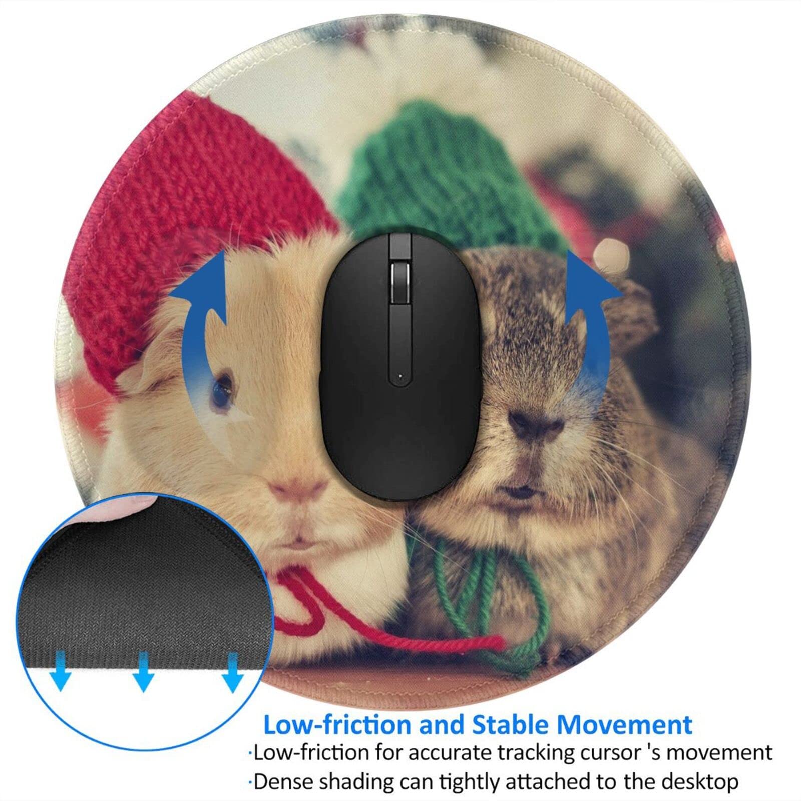 Tappetino Per Mouse Rotondo Con Simpatico Panda - 20x20cm, Base In Gomma Antiscivolo, Bordi Cuciti, Per Ufficio E Gaming