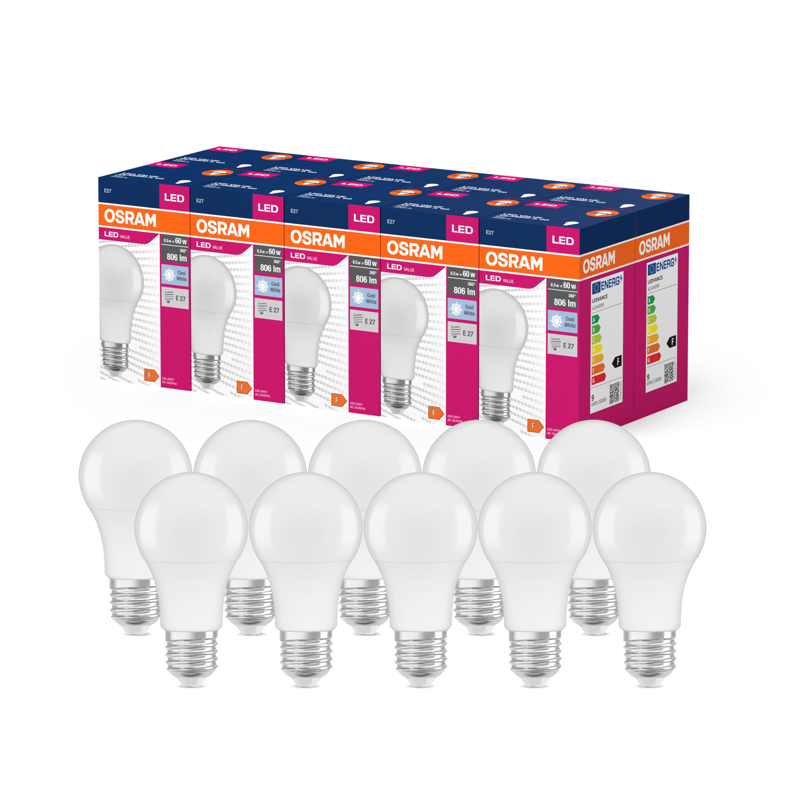 OSRAM Led Star Value Classic A60 Led Lamp for E27 Socket, Pear 
