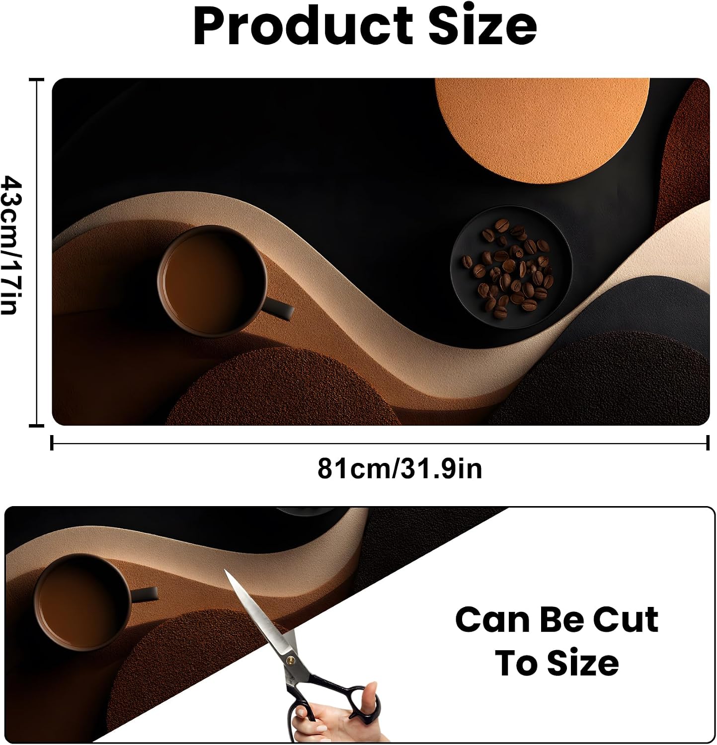 Coffee Mat 17"x32" - Extra Large Absorbent Non Slip Dish Drying Mat,Coffee Bar Accessories,Kitchen Counter Protector for Coffeemaker, Sink, Dining Decor