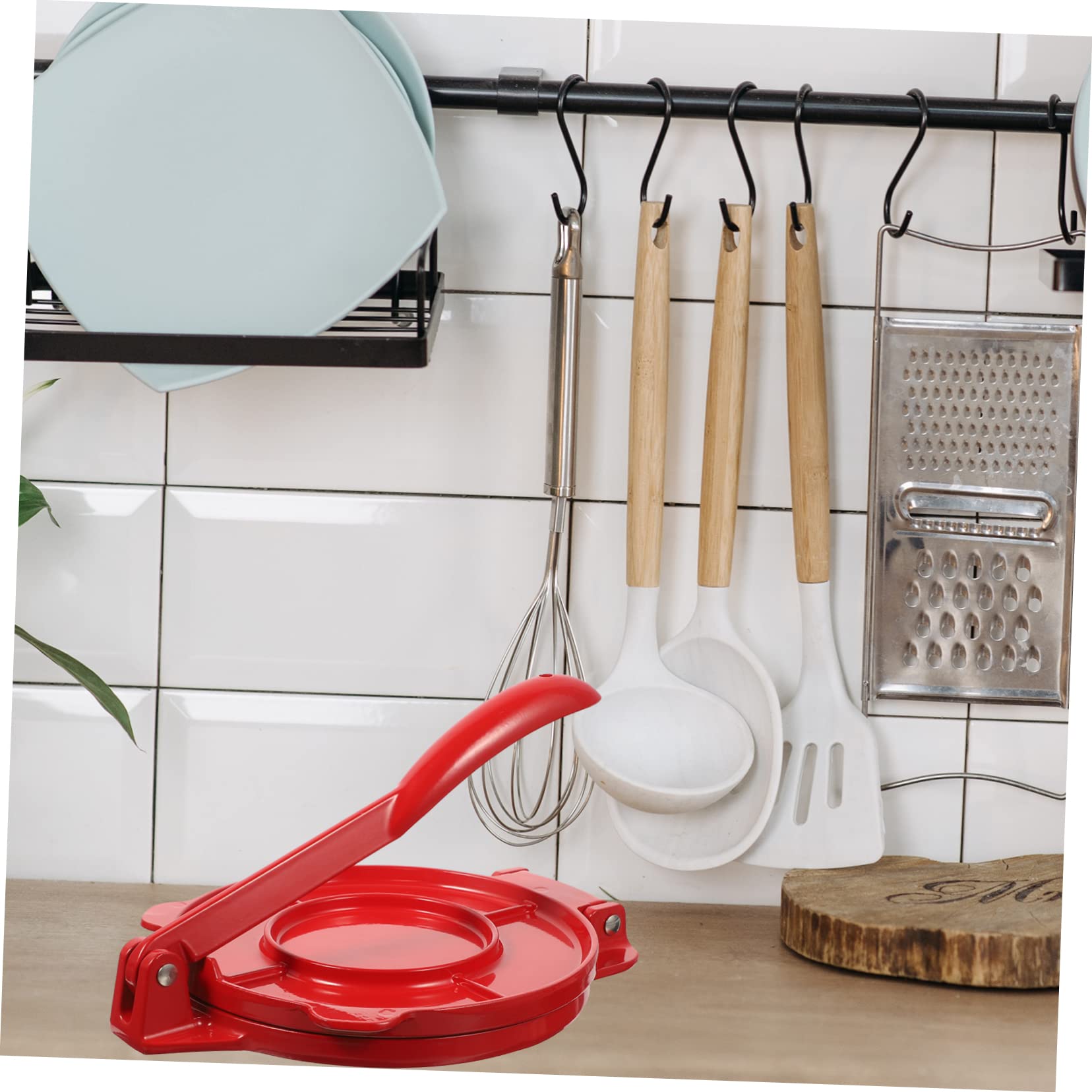 BEBEMOKO Red Cast Iron Tortilla Press Maker Press Tortillas Cornmeal Maker Easy to Use Tortilla Press for Home or Restaurant