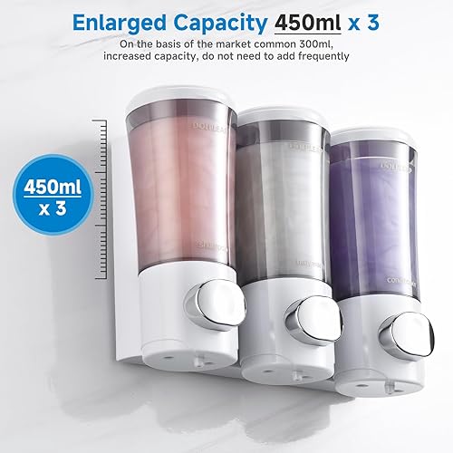 Miniatura 4 de Dispensador de champú acondicionador de gel corporal, dispensador de jabón de ducha sin taladro, dispensador de champú montado en la pared,