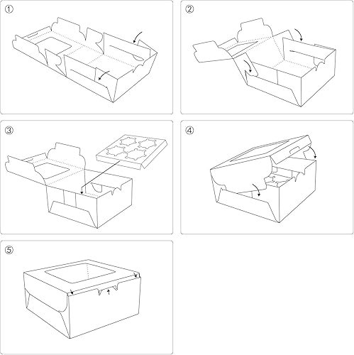 Miniatura 3 de Eusoar - Cajas de magdalenas de papel kraft de 6.4 x 6.3 pulgadas, 50 unidades de grado alimenticio color blanco con inserto y ventana de exhibición