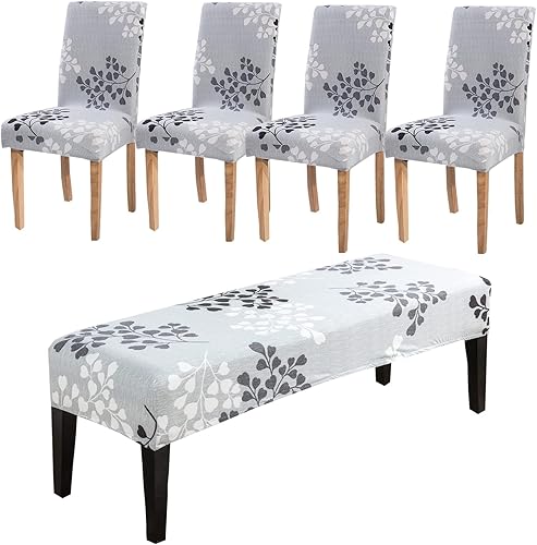 CRFATOP Juego de 4 fundas para sillas de comedor con fundas para silla de banco, fundas para sillas de comedor, fundas tapizadas para silla de