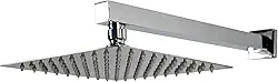Ducha Chuveiro 20x20 Slim Inox Com Braço 36 Cm Solar Gás