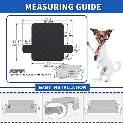 Miniatura 6 de XINEAGE Funda de sofá 100% impermeable para mascotas, funda de sofá antideslizante lavable, fundas de sofá para 3 cojines, protector de muebles con